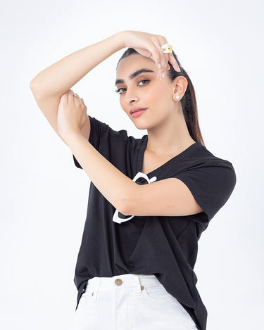 Women's Black Basic Tee - FWTBT23-008
