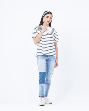 Women's Navy & White Classic Tee - FWTGT23-023