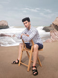 Men's White Check Casual Shirt - FMTS21-31471