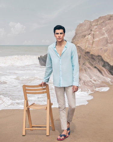 Men's Light Blue Casual Shirt - FMTS21-31472