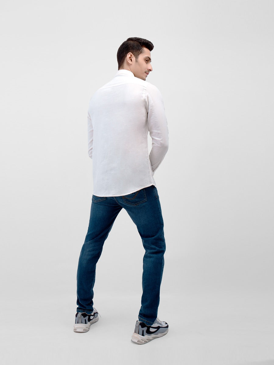 Men's White Casual Shirt - FMTS22-31539