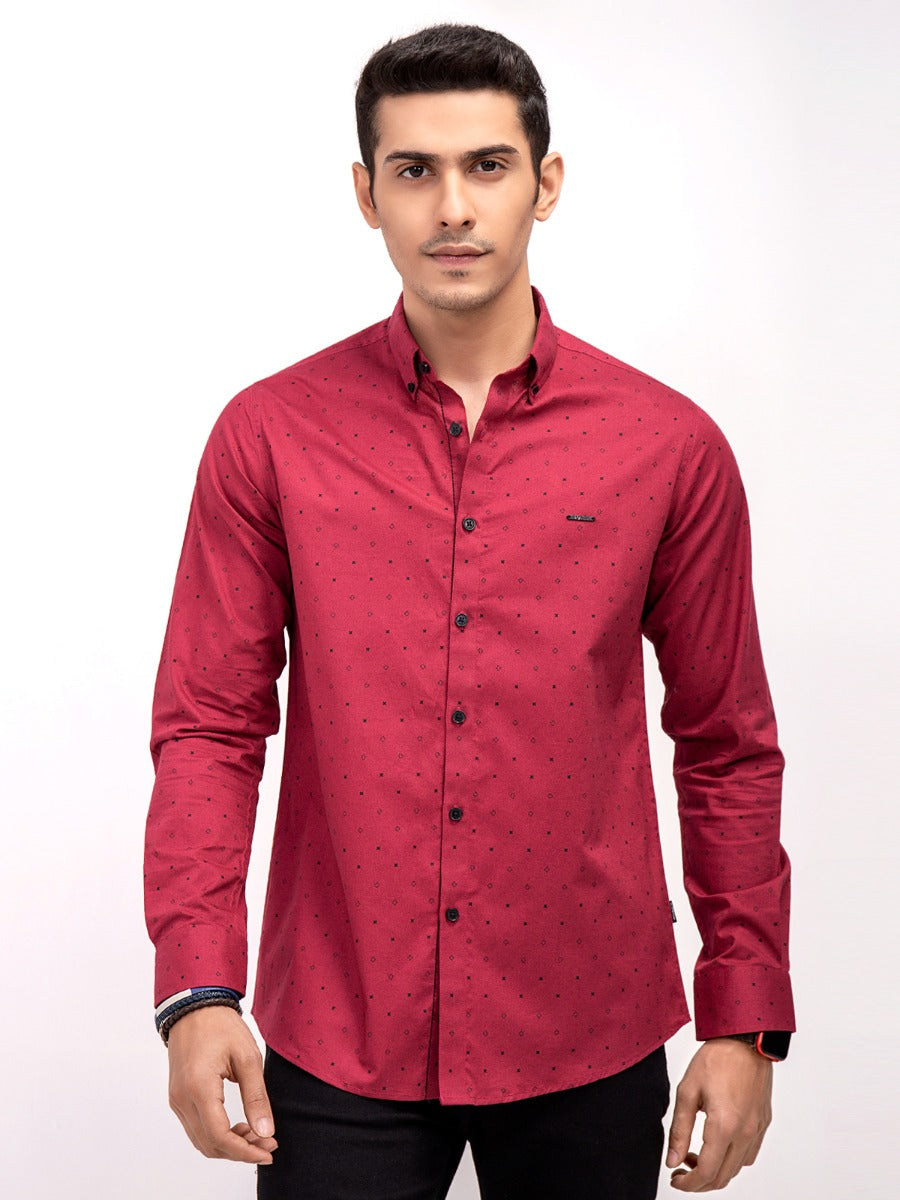 Men's Red Casual Shirt - FMTS21-31518