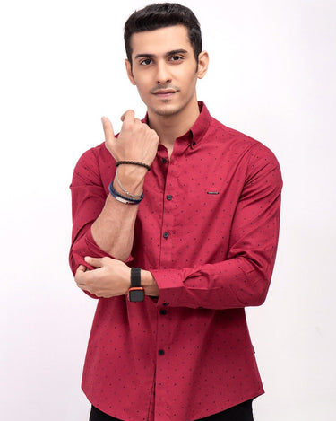 Men's Red Casual Shirt - FMTS21-31518