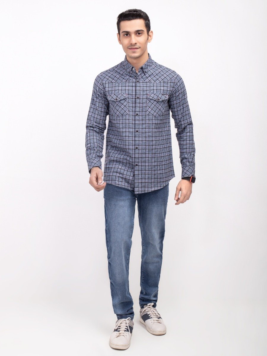 Men's Grey Casual Shirt - FMTS21-31515