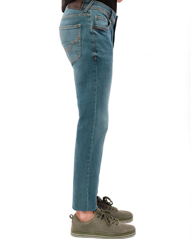 Men's Teal Blue Denim Jeans - FMBP21-025