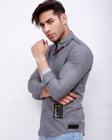 Men's Grey Casual Shirt - FMTS20-31349