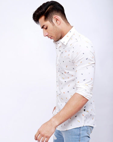 Men's White Casual Shirt - FMTS21-31437