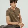 Men's Army Green V-Neck Basic Tee - FMTBT22-016