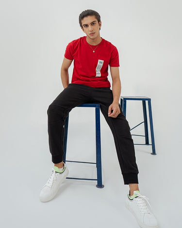 Men's Maroon Crew Neck Classic Tee - FMTCT22-004