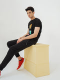 Men's Black Crew Neck Graphic Tee - FMTGT22-007