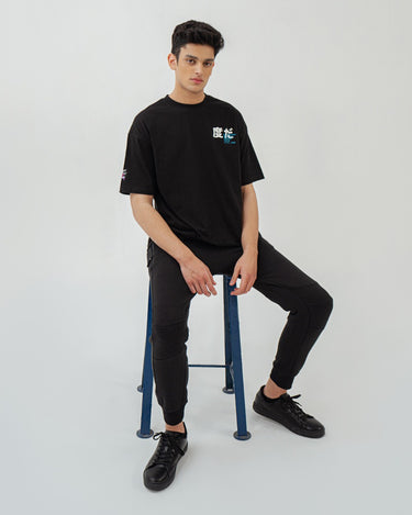Men's Black Crew Neck Graphic Tee - FMTGL22-001