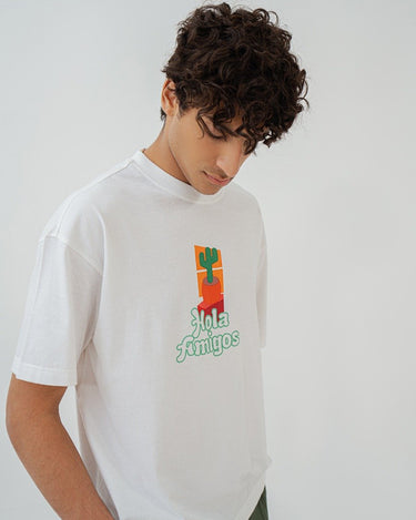 Men's White Crew Neck Graphic Tee - FMTGL22-004