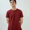 Men's Maroon Crew Neck Basic Tee - FMTBS22-004